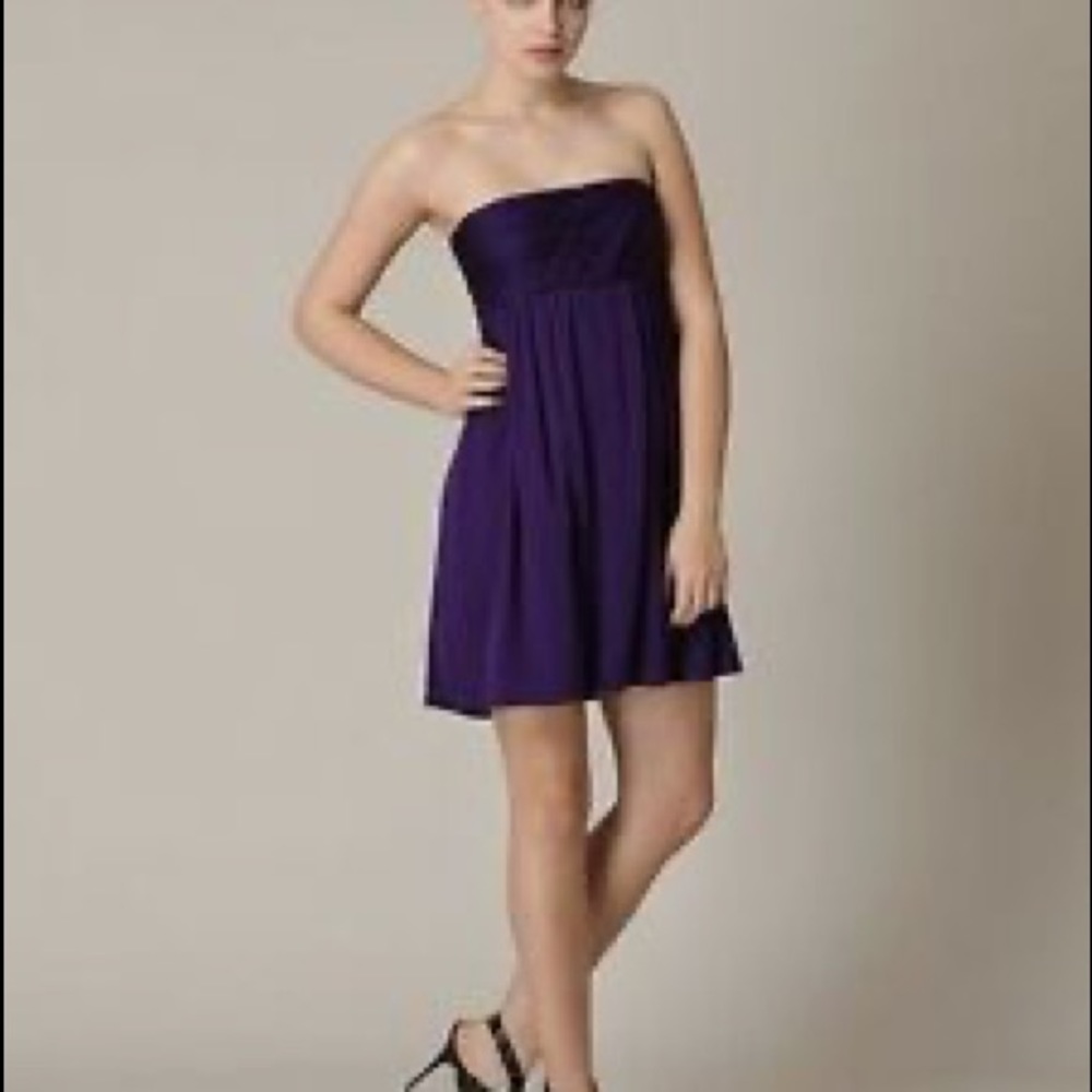 Alice and Olivia Strapless Silk Mini Dress Purple